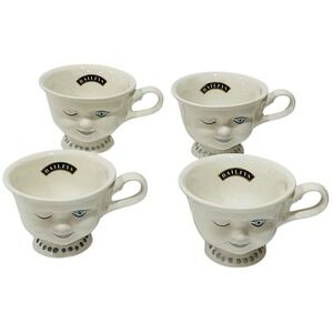 Vtg Baileys Irish Cream Winking Face 4 Mugs Cups Helen Hunt LA Youth Limited Ed
